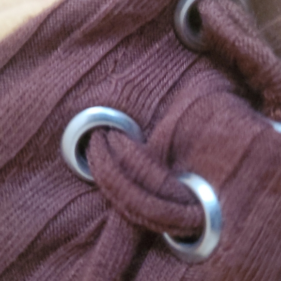 Brown Lace-Up Sleeve Top - Picture 7 of 10